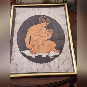 Framed Fiber Art with Gold Frame